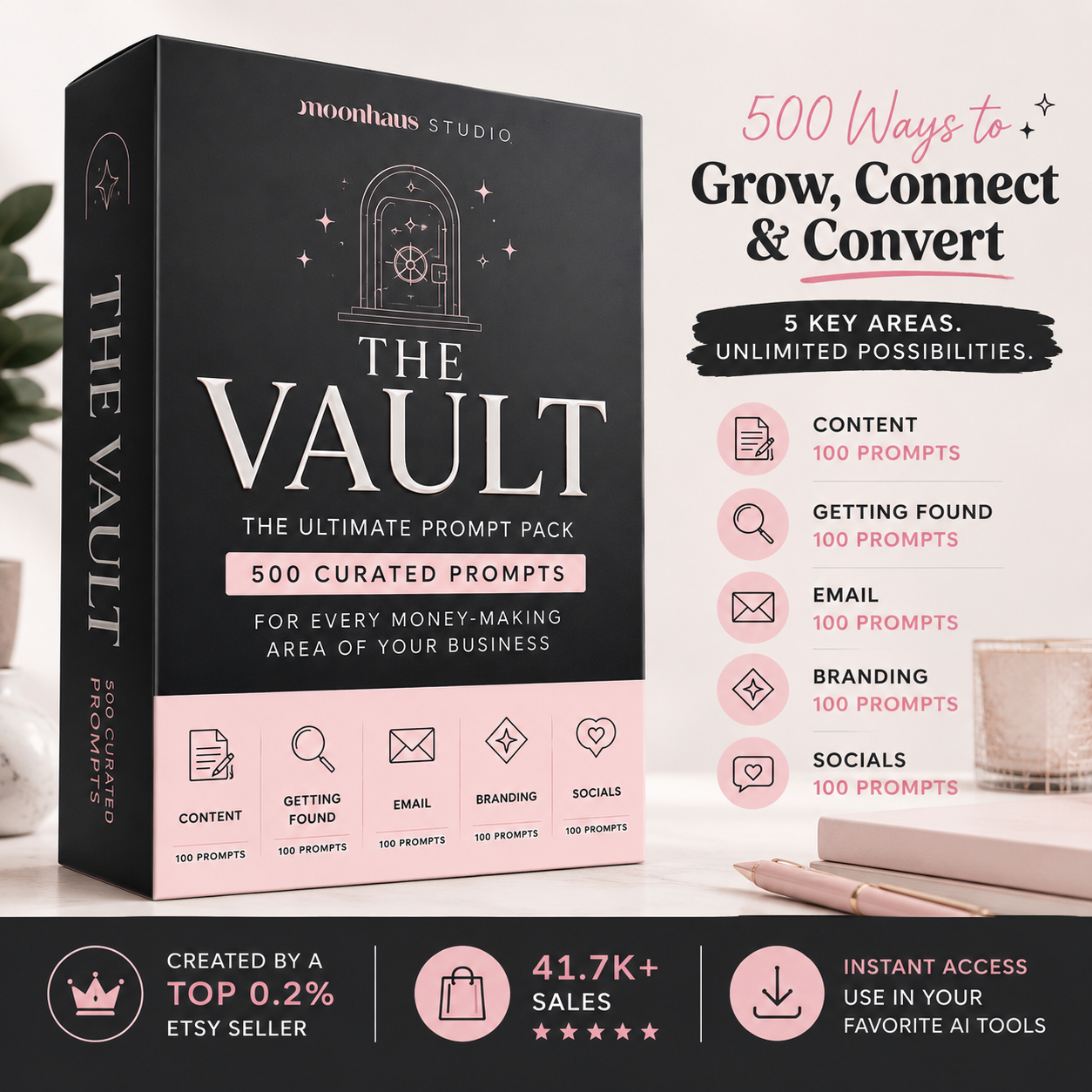 Small Business AI Prompts | Claude AI ChatGPT Prompt Pack | Content Creation Social Media Email SEO