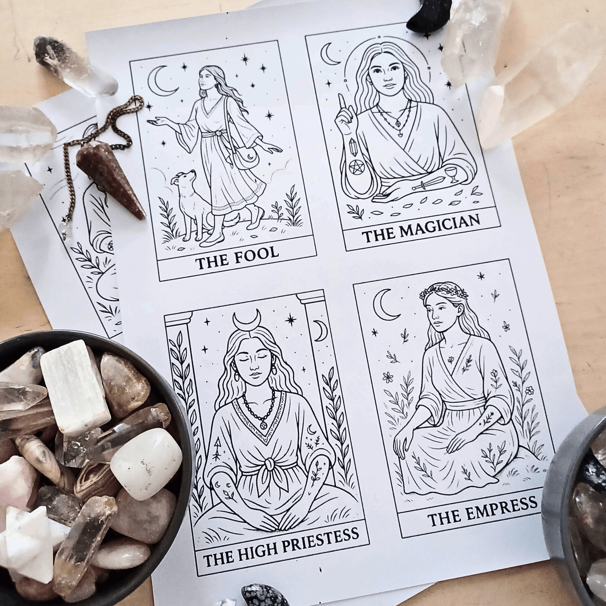 78 Tarot Card Colouring Pages Deck (( USE CODE AMANDA1 )) Printable Tarot Cards to Colour, Digital Mindful Art for Creatives & Tarot Lovers