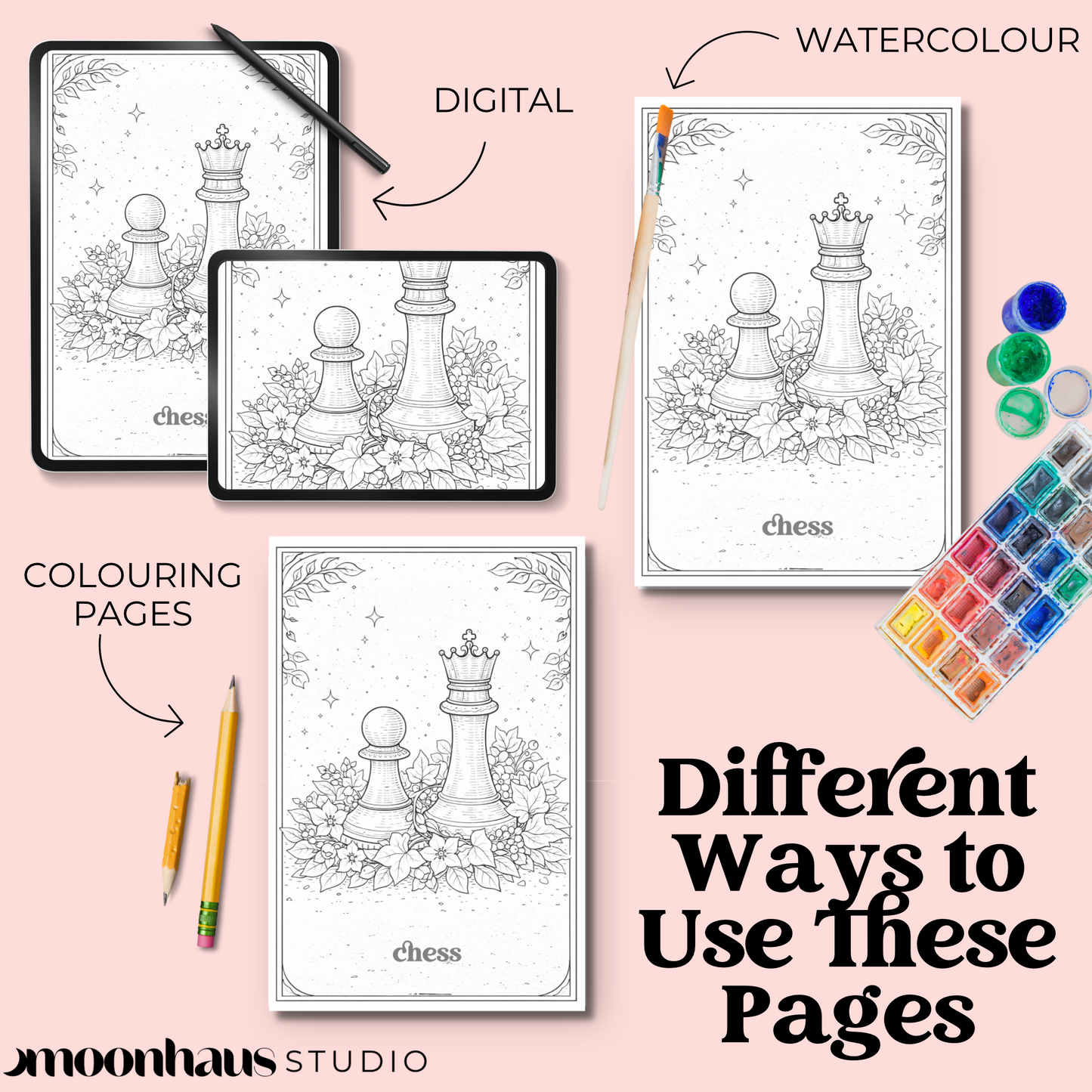 50 Printable Oracle Card Deck of Colouring Pages, Printable & Digital