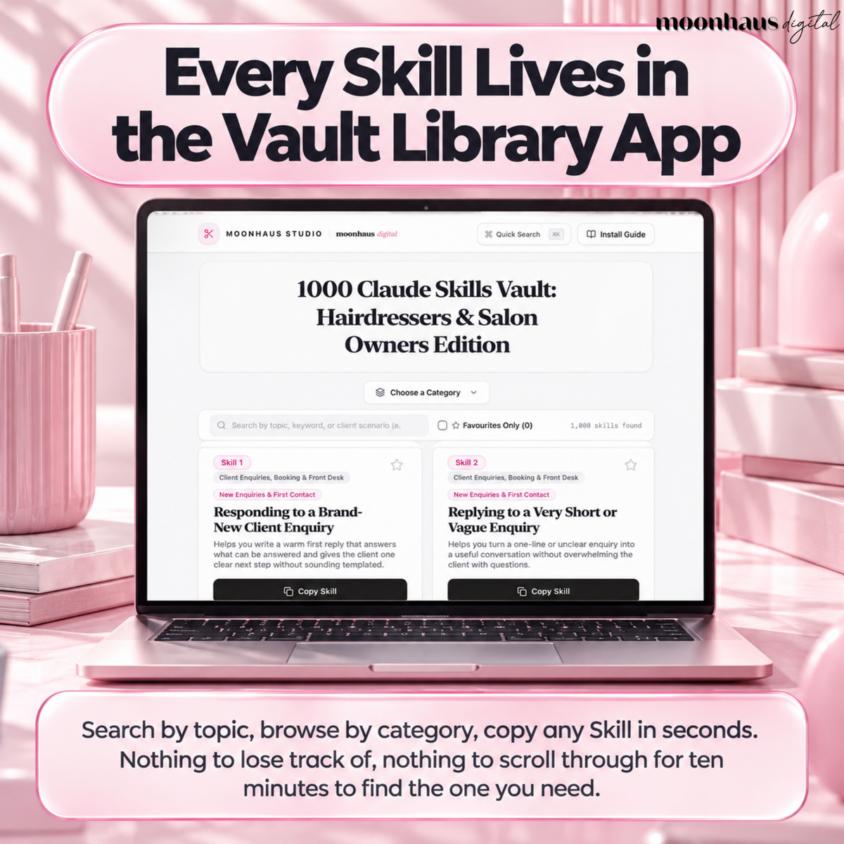 1000 Claude Skills: Hairdressers, Hair Stylists, Salon Owners | Small Business AI Skill Prompt Pack for Claude, ChatGPT