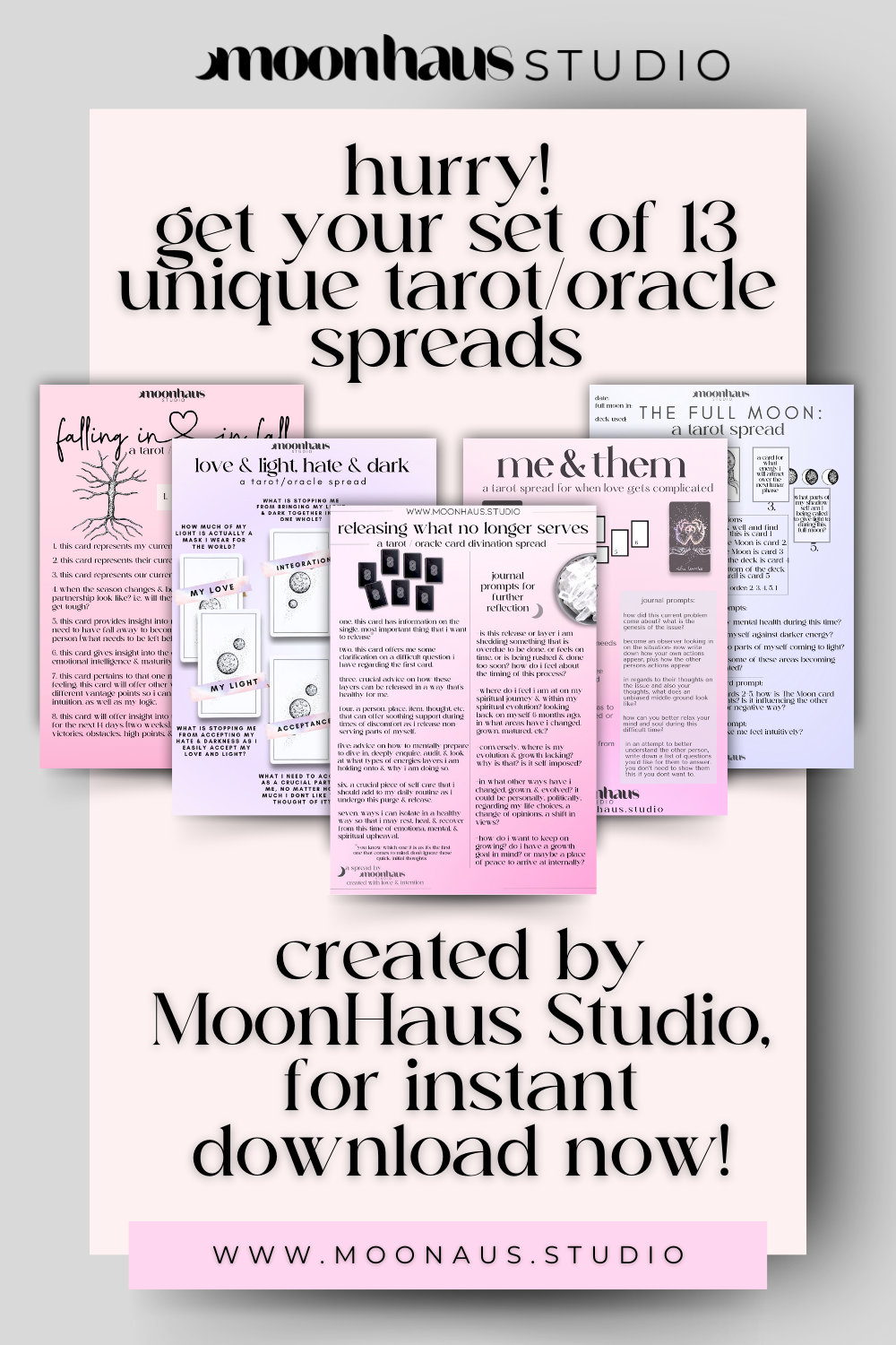 digital tarot spreads PDF: for tarot reading, tarot journal, workbook, tarot card reading, beginner tarot spread, printable, oracle reading