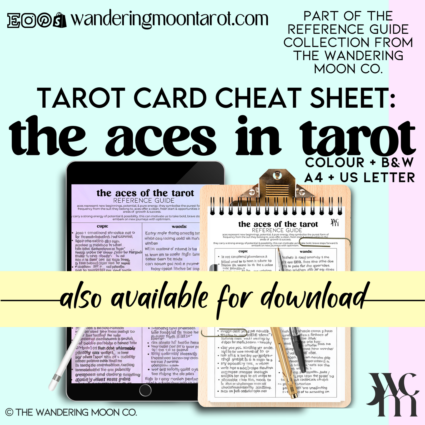 Tarot cards and Numerology cheat sheet - Reference guide PDF - Instant access - Learn Numerology - The Wandering Moon Co.