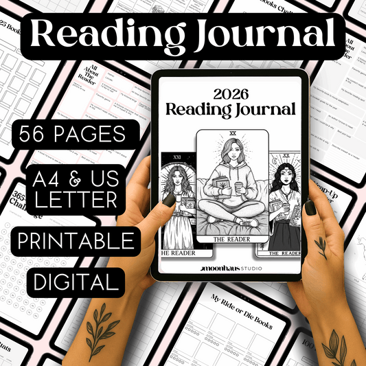 2026 Reading Journal, Diary + Planner | Digital + Printable | 56 pages, A4 + US Letter