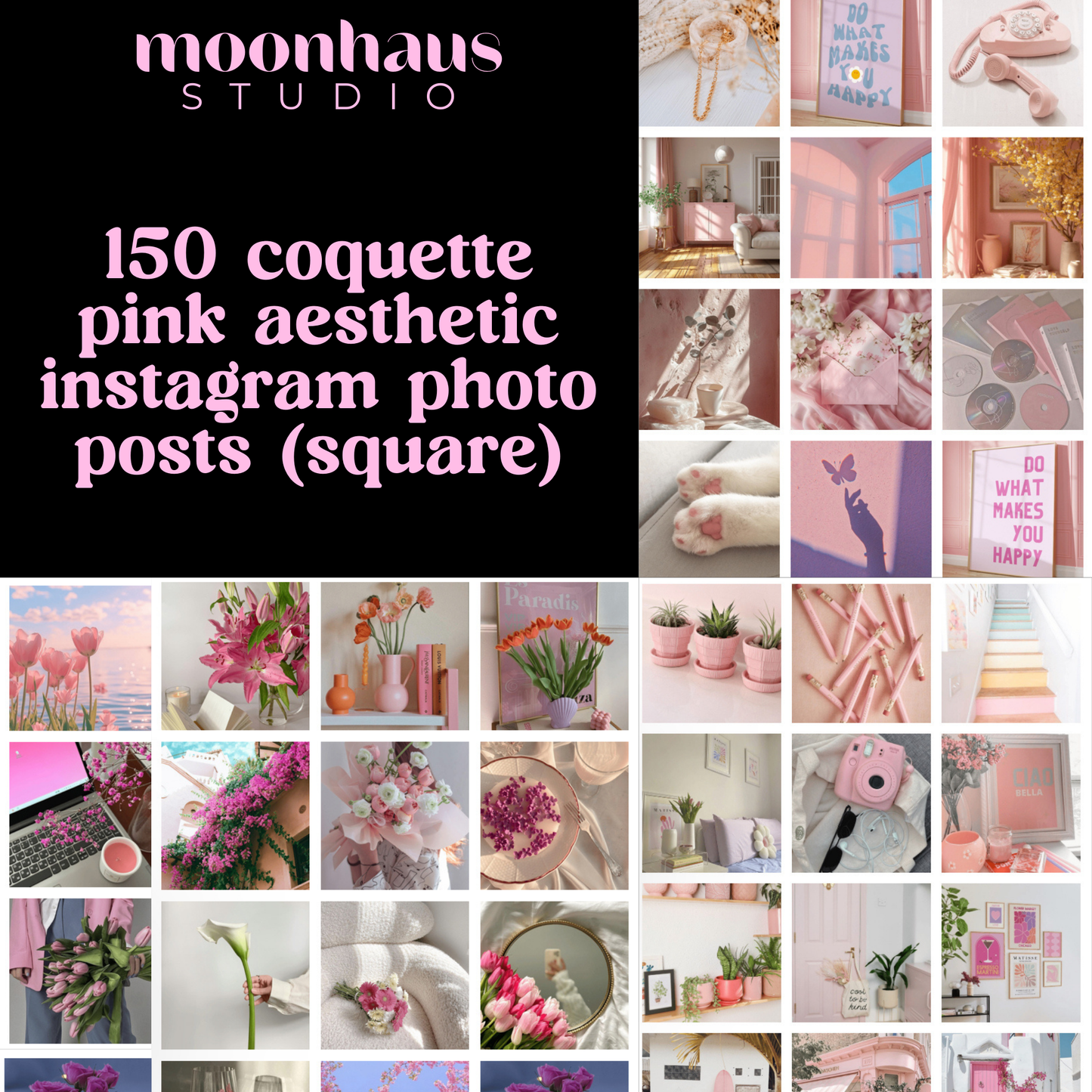 canva template: 1100+ pink coquettes aesthetic faceless reels & photos | faceless social media digital marketing | instagram reels templates