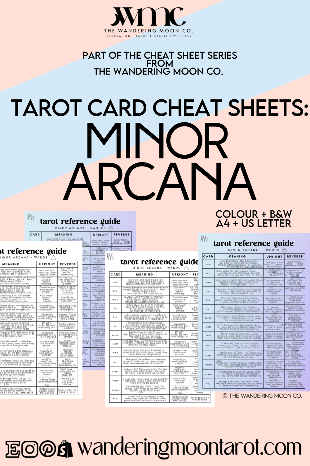 tarot cheat sheet: minor arcana