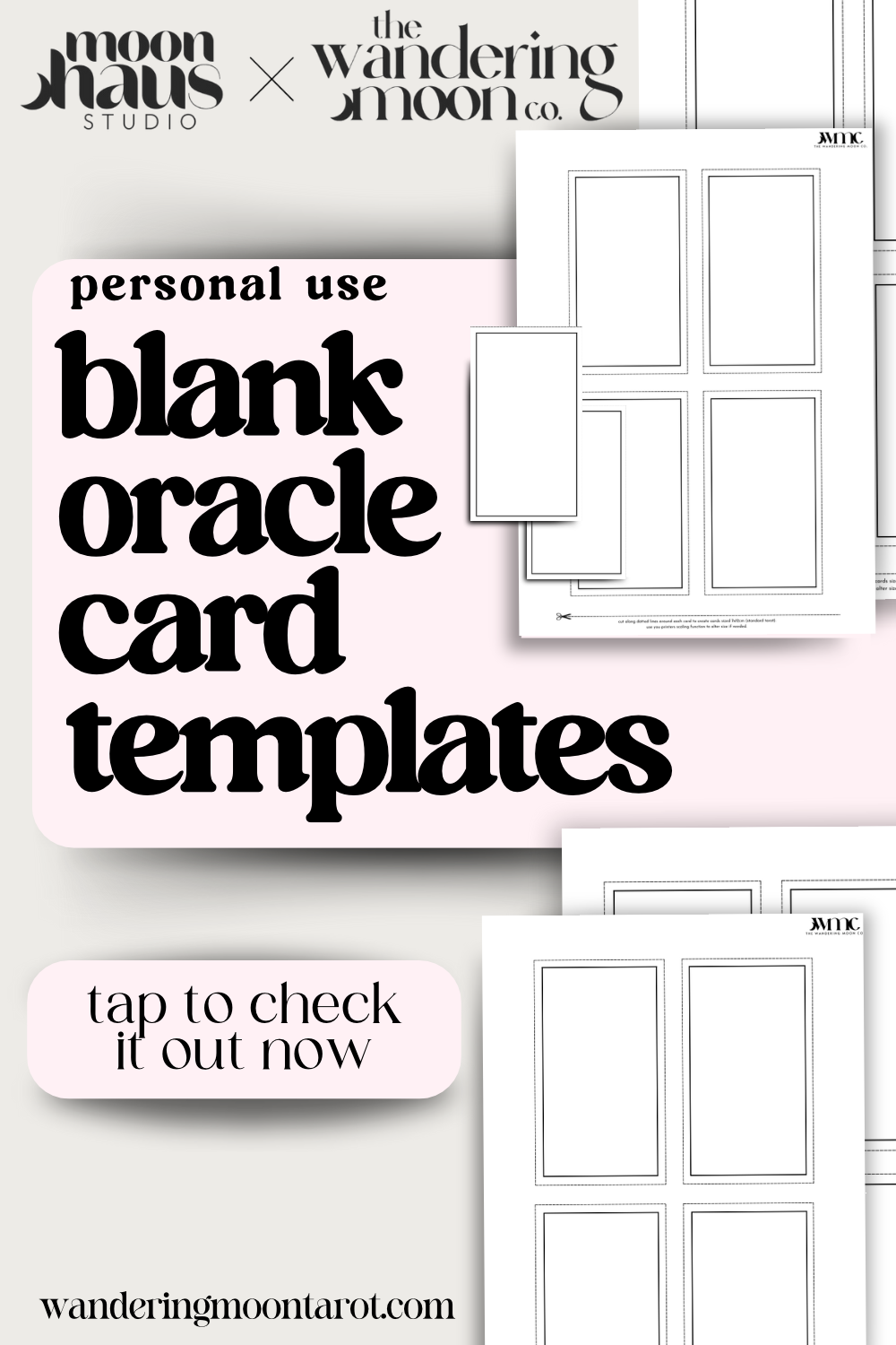 blank digital tarot card templates: oracle, divination - printable PDF