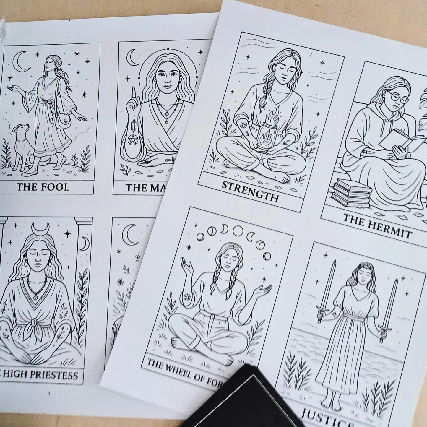 78 Tarot Colouring Pages Deck, Printable Tarot Cards to Colour, Digital Mindful Art for Creatives & Tarot Lovers
