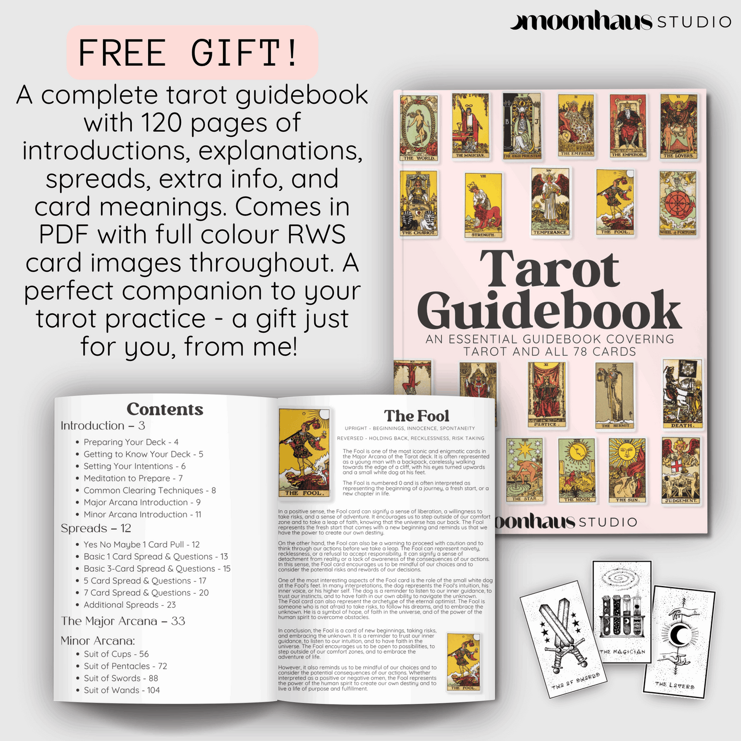 Printable & Digital Tarot Card Deck: The Lunar Wanderer, Indie, Hand Drawn Tarot Art |