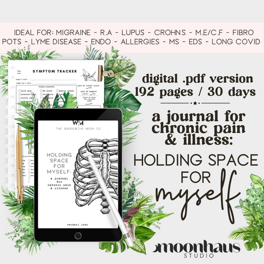 chronic pain & illness journal tracker, digital, printable, 192 pages