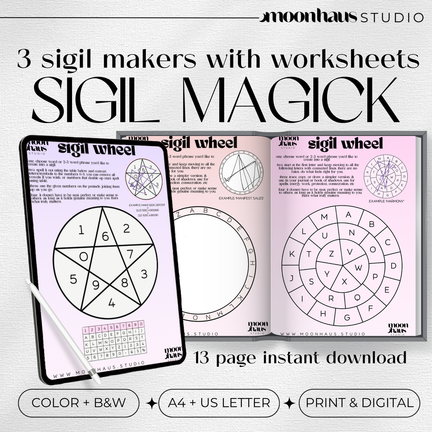 Sigil Magick Guide for Sigil Alchemy & Creation Methods (PDF Download) Money, Protection, Luck, Abundance, Manifestation | Digital and Printable