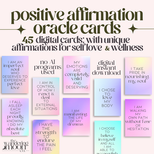 self love affirmation cards - 45 digital cards for self care, chronic pain, & illness - PDF