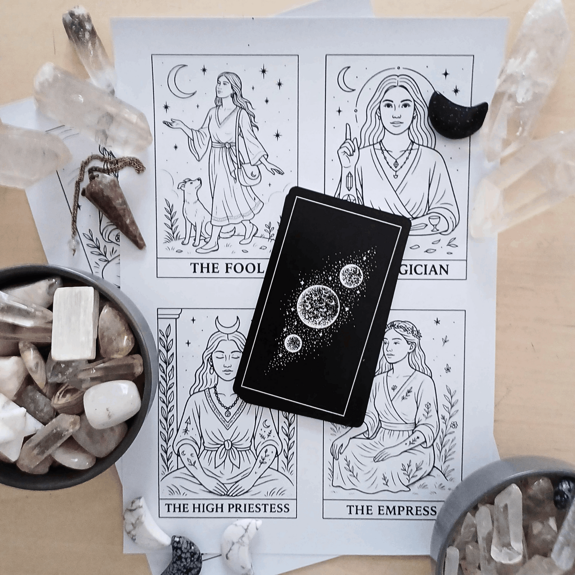 78 Tarot Card Colouring Pages Deck (( USE CODE AMANDA1 )) Printable Tarot Cards to Colour, Digital Mindful Art for Creatives & Tarot Lovers