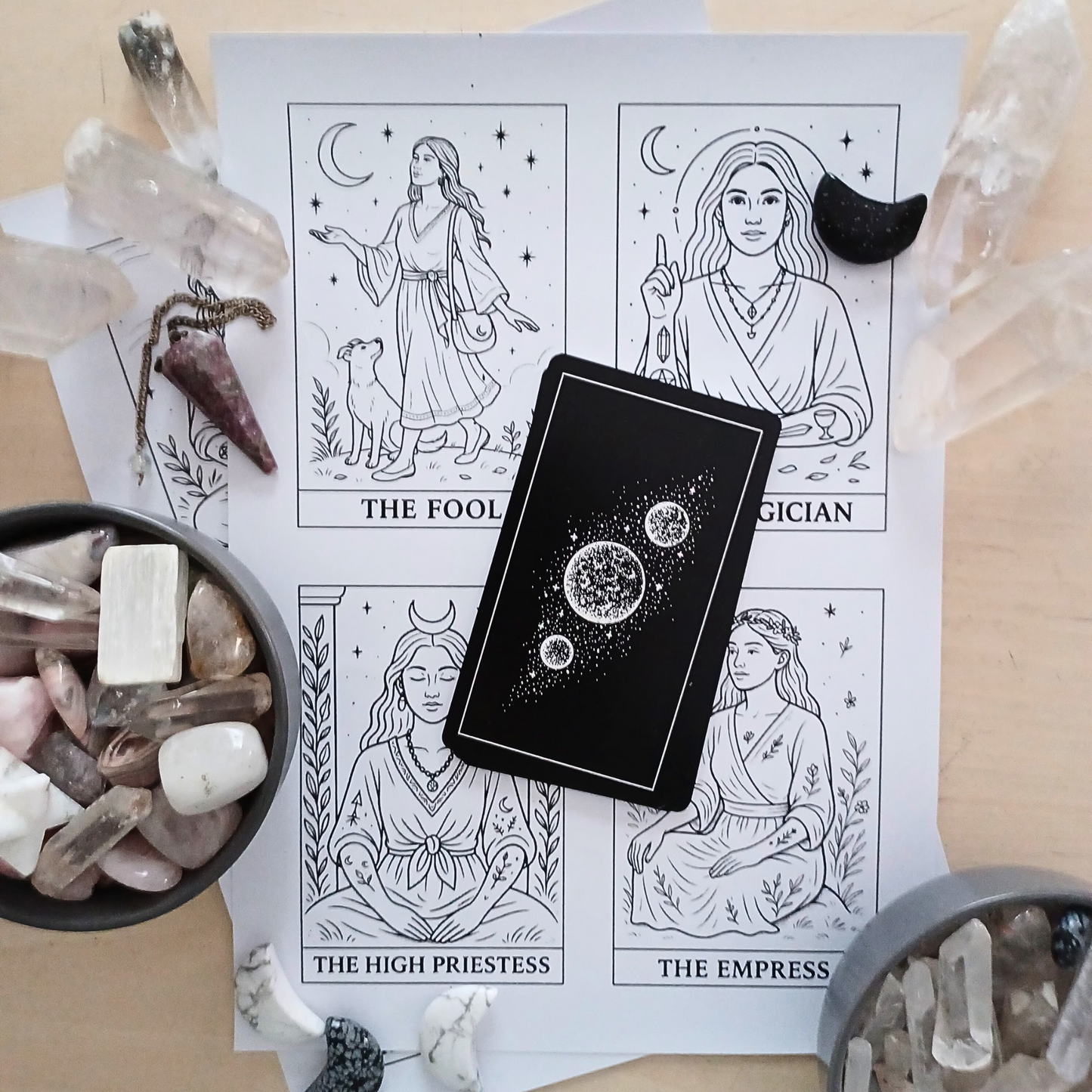 78 Tarot Colouring Pages Deck, Printable Tarot Cards to Colour, Digital Mindful Art for Creatives & Tarot Lovers
