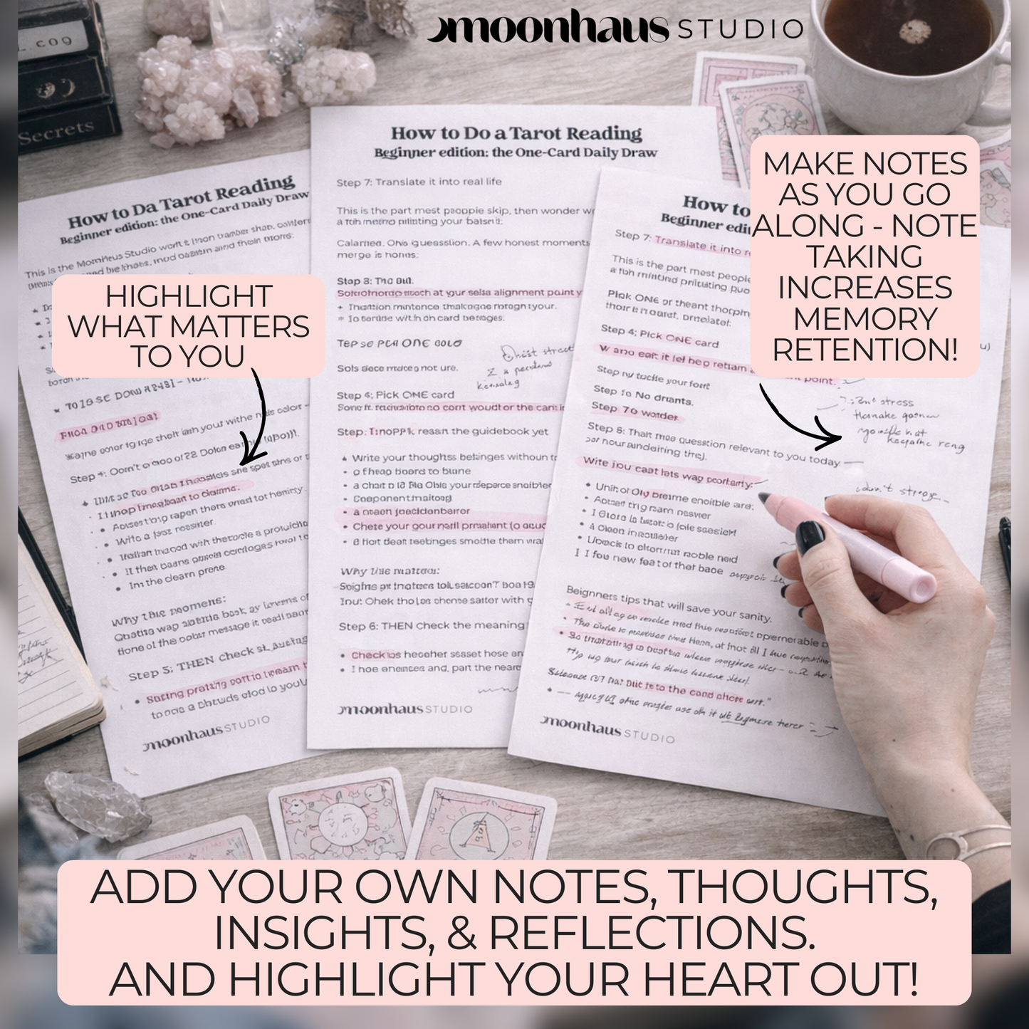 How to Do a Tarot Reading, Beginner Daily Card Guide PDF, Digital Printable Journal Page