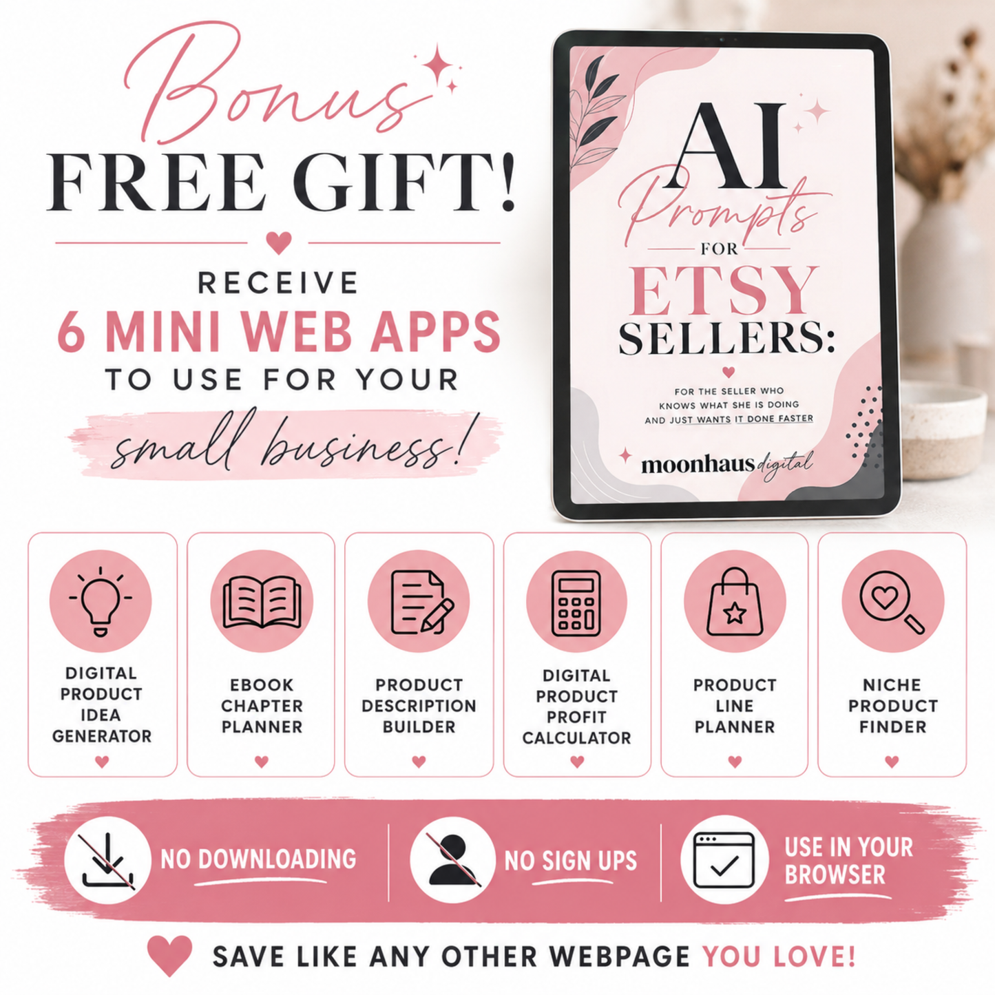 Etsy Sellers Prompts Ebook | Claude AI ChatGPT Writing Prompt Pack Templates | Side Hustle SEO Listings