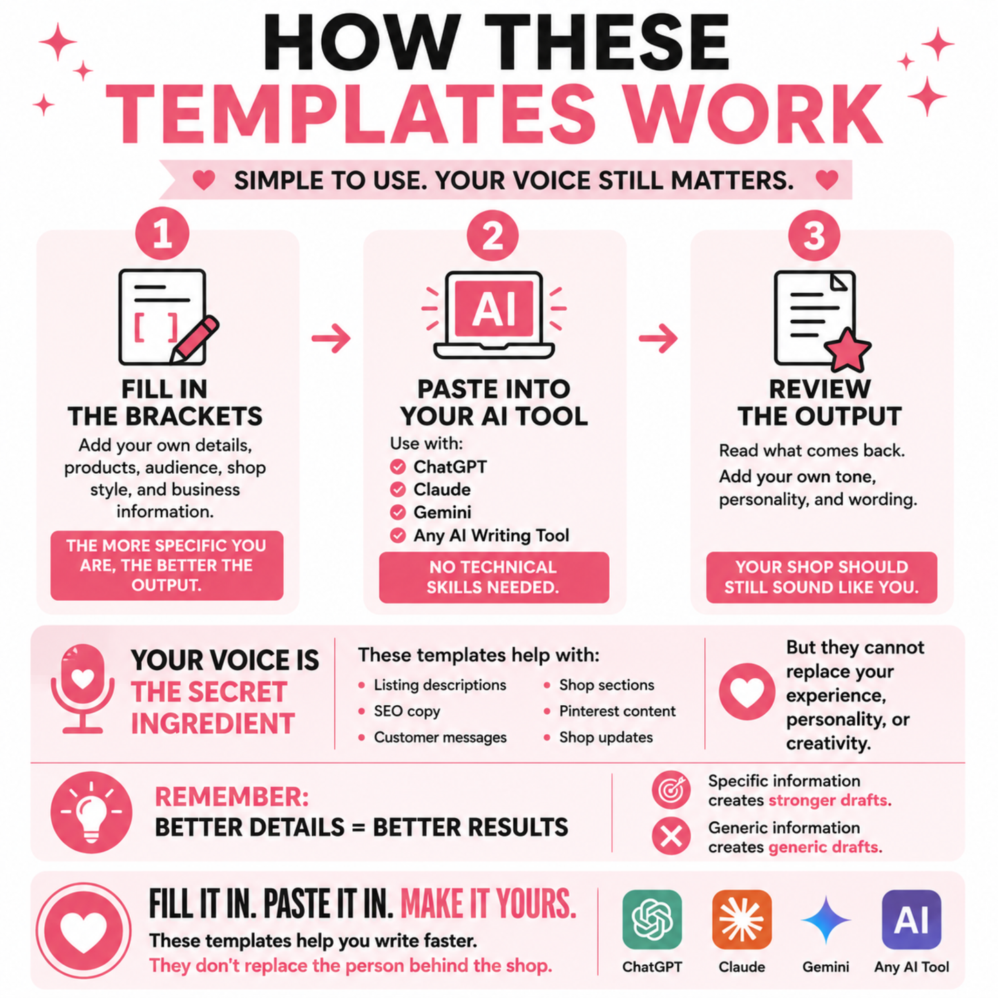Etsy Sellers Prompts Ebook | Claude AI ChatGPT Writing Prompt Pack Templates | Side Hustle SEO Listings