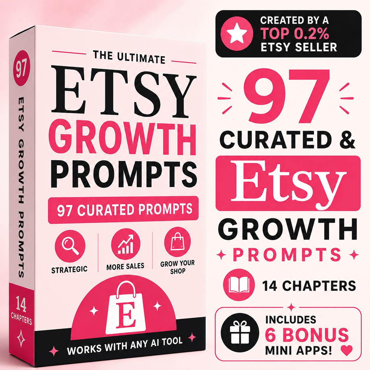 Etsy Sellers Prompts Ebook | Claude AI ChatGPT Writing Prompt Pack Templates | Side Hustle SEO Listings