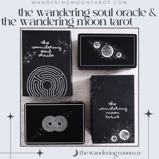 tarot card & oracle deck, indie bundle set: holographic, unique aesthetic | black & white tarot & oracle cards