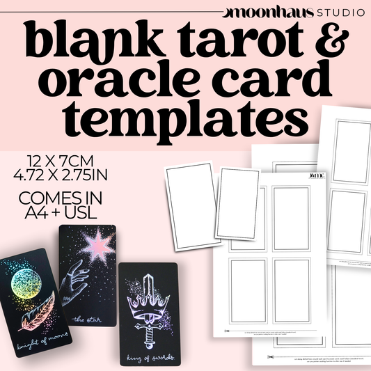 Blank Digital Tarot Cards Templates: DIY Oracle Cards, Affirmation & Divination - Printable Instant Download PDF