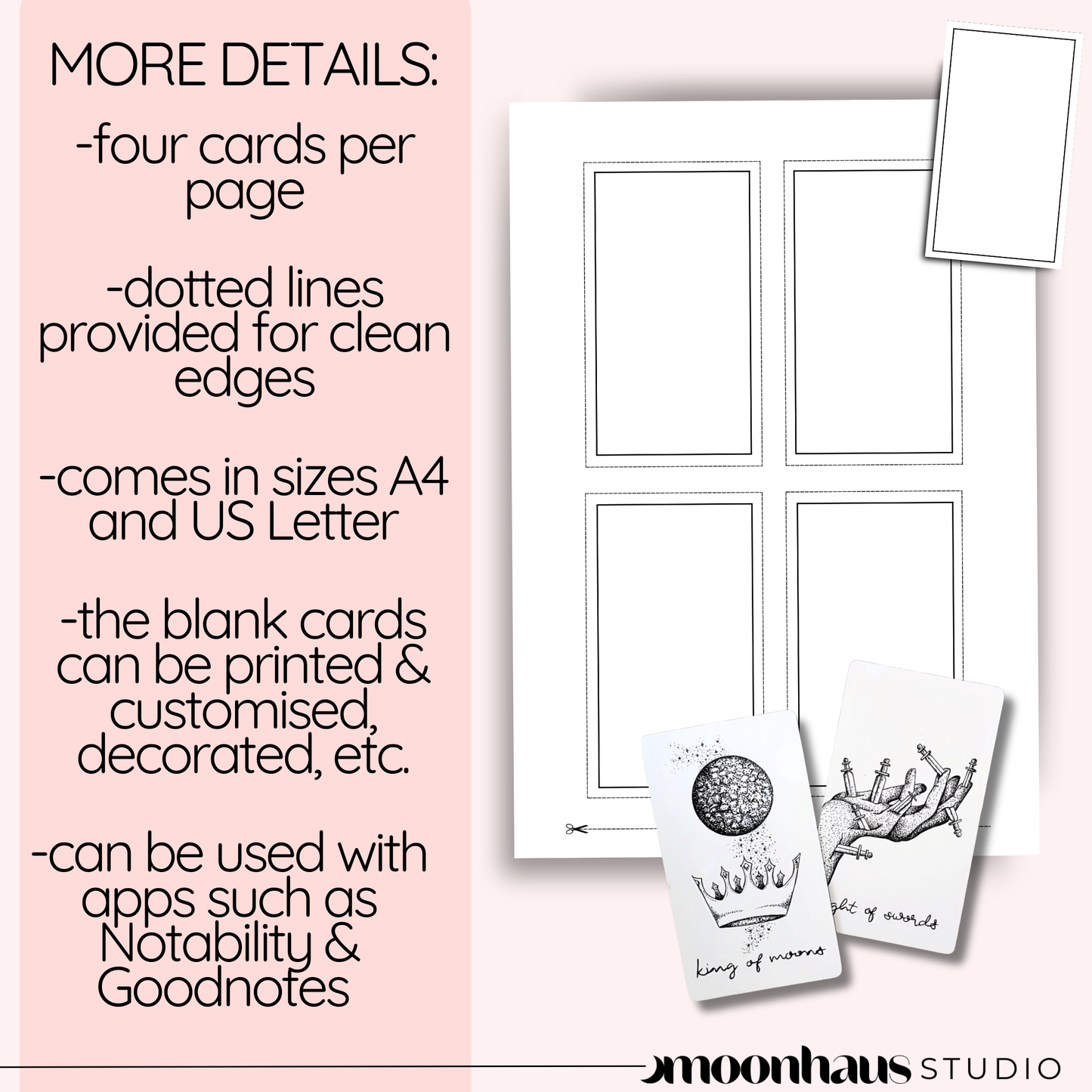 Blank Digital Tarot Cards Templates: DIY Oracle Cards, Affirmation & Divination - Printable Instant Download PDF