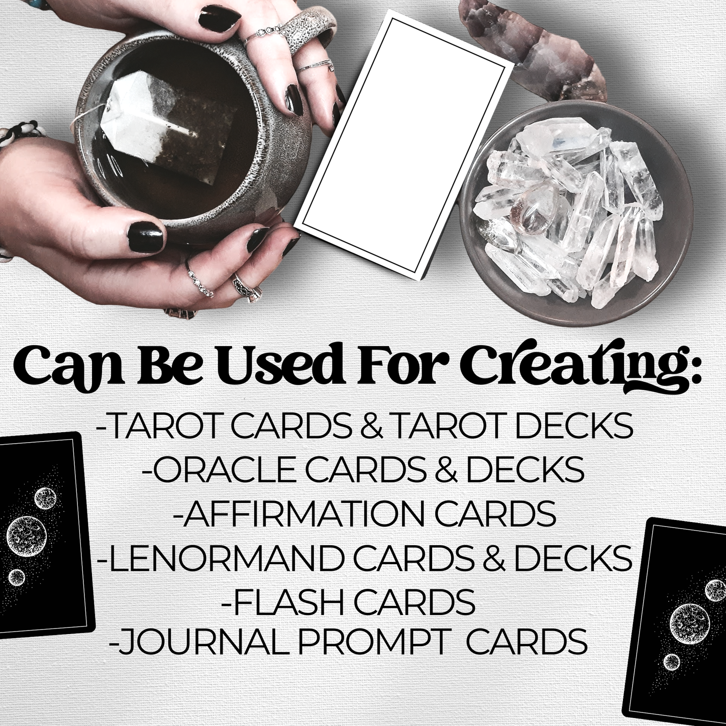 Blank Digital Tarot Cards Templates: DIY Oracle Cards, Affirmation & Divination - Printable Instant Download PDF