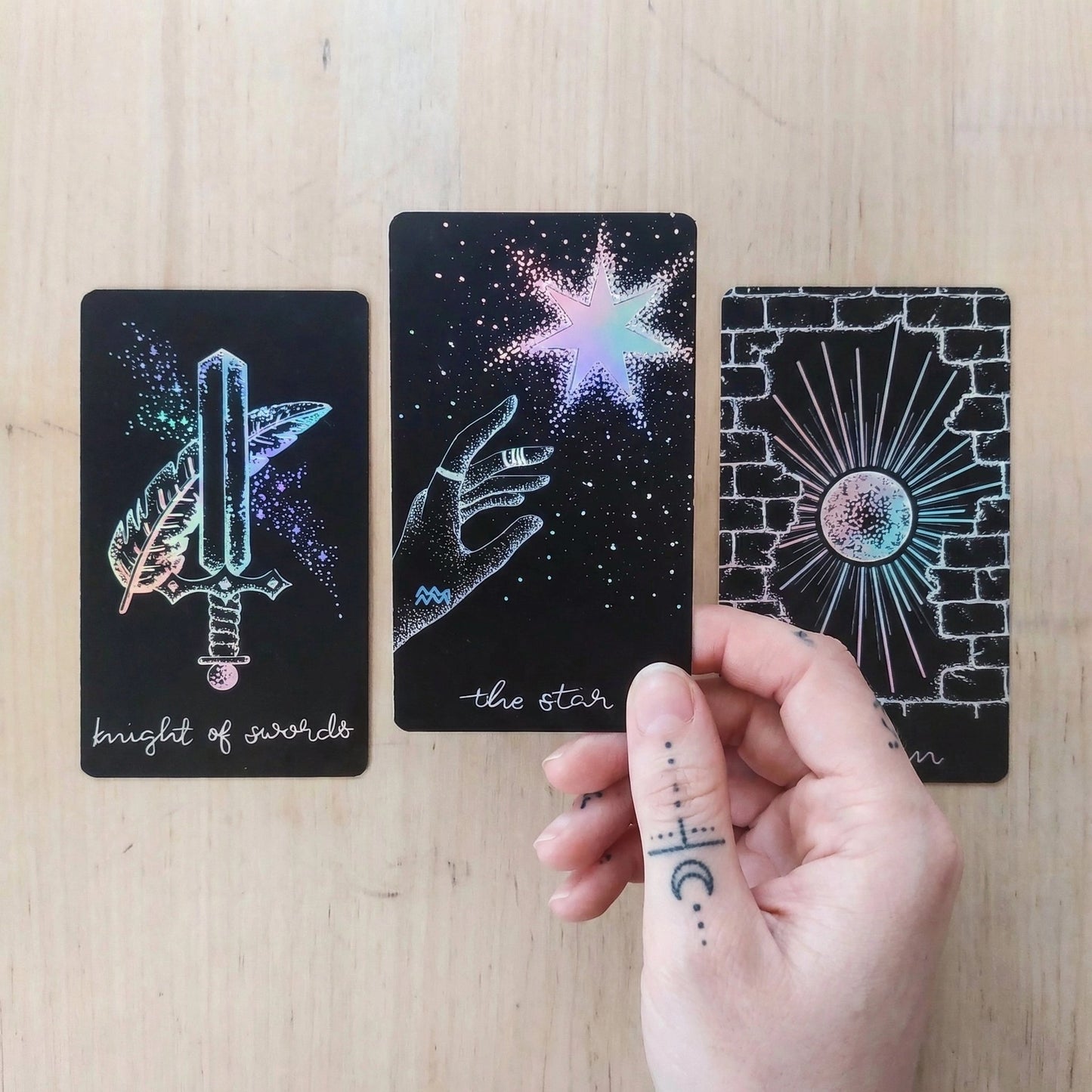 Indie Tarot Deck with Guidebook: Midnight Sky Tarot - Black Tarot Cards with Holographic Details