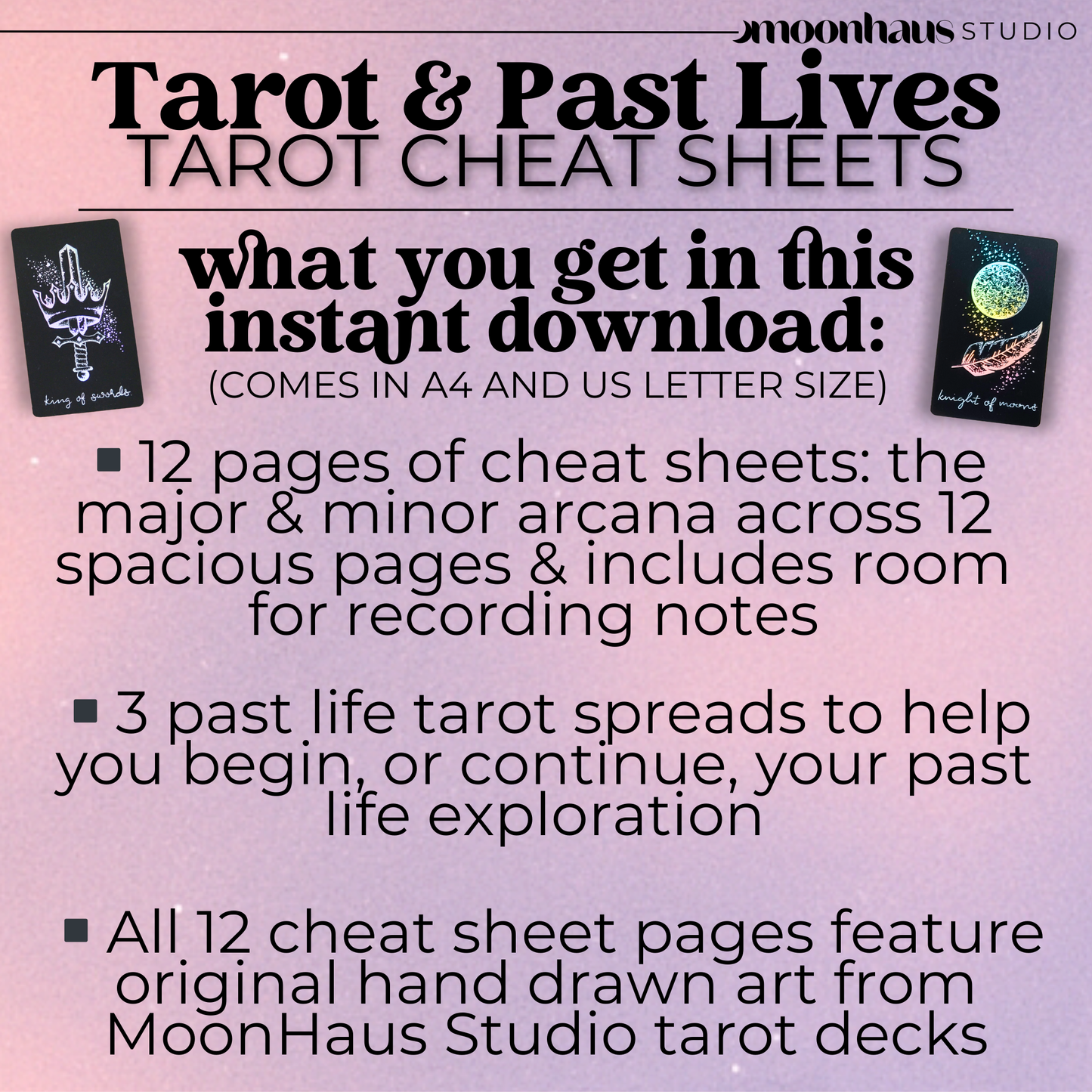 Tarot Cheat Sheet: Past Lives | Karmic Ties, Akashic Records, PDF Printable, Goodnotes and Notability