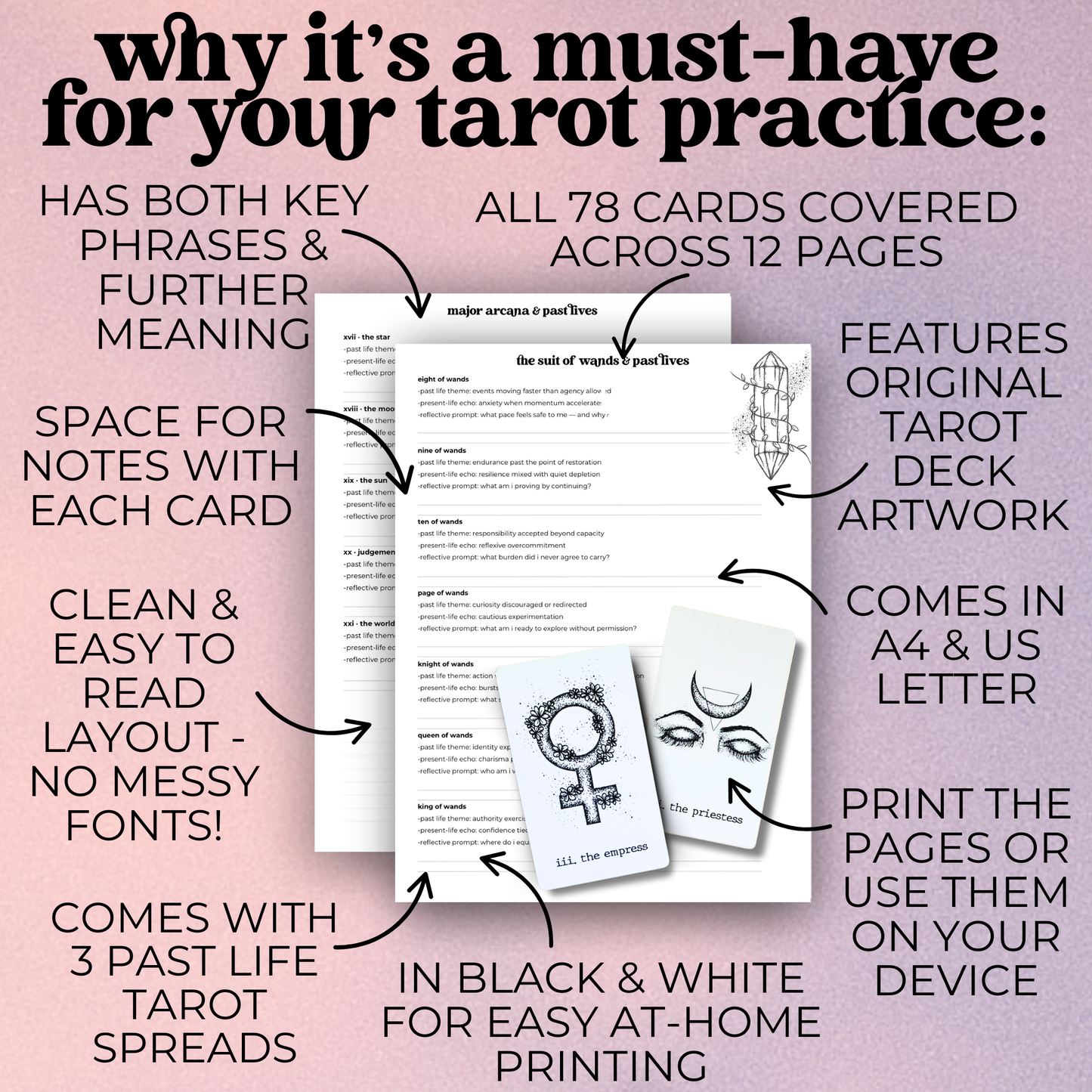 Tarot Cheat Sheet: Past Lives | Karmic Ties, Akashic Records, PDF Printable, Goodnotes and Notability