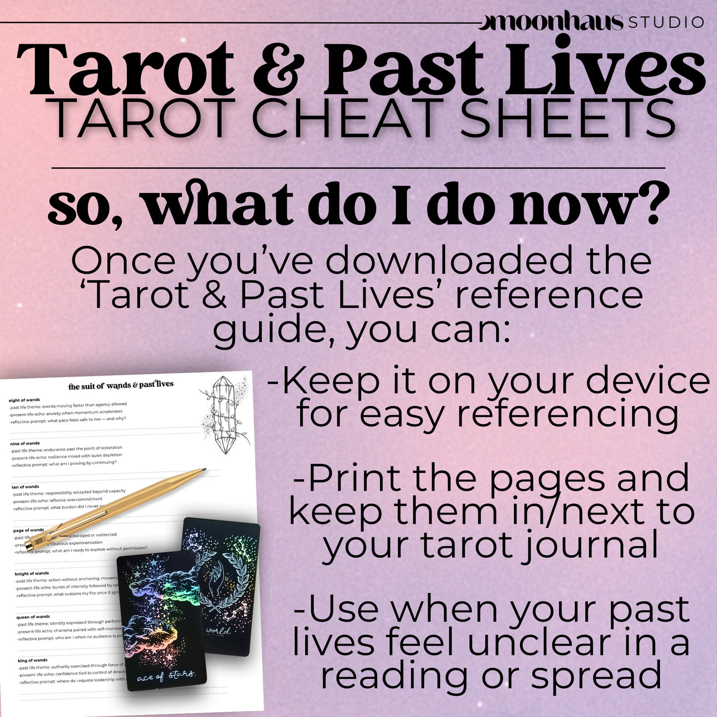 Tarot Cheat Sheet: Past Lives | Karmic Ties, Akashic Records, PDF Printable, Goodnotes and Notability
