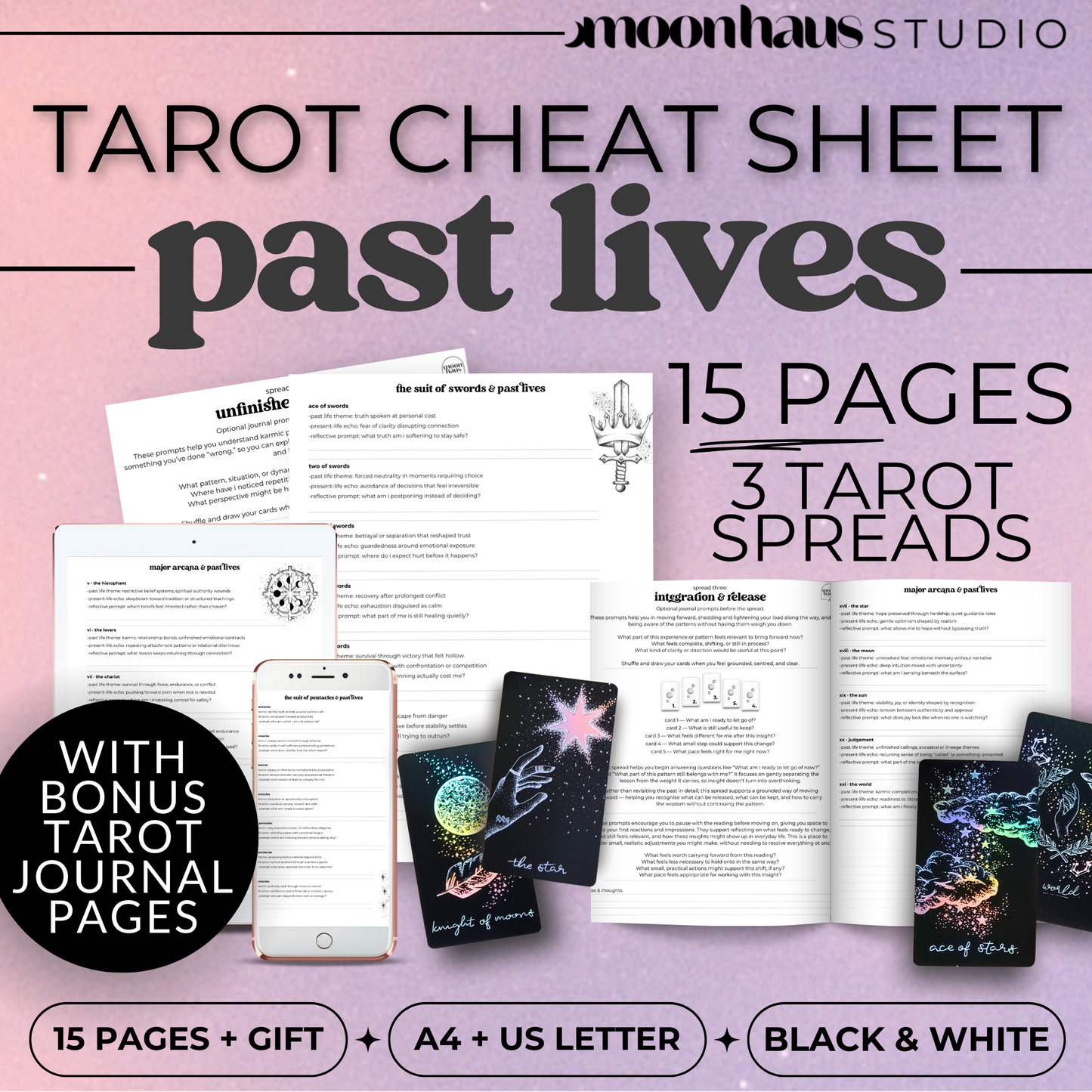 Tarot Cheat Sheet: Past Lives | Karmic Ties, Akashic Records, PDF Printable, Goodnotes and Notability