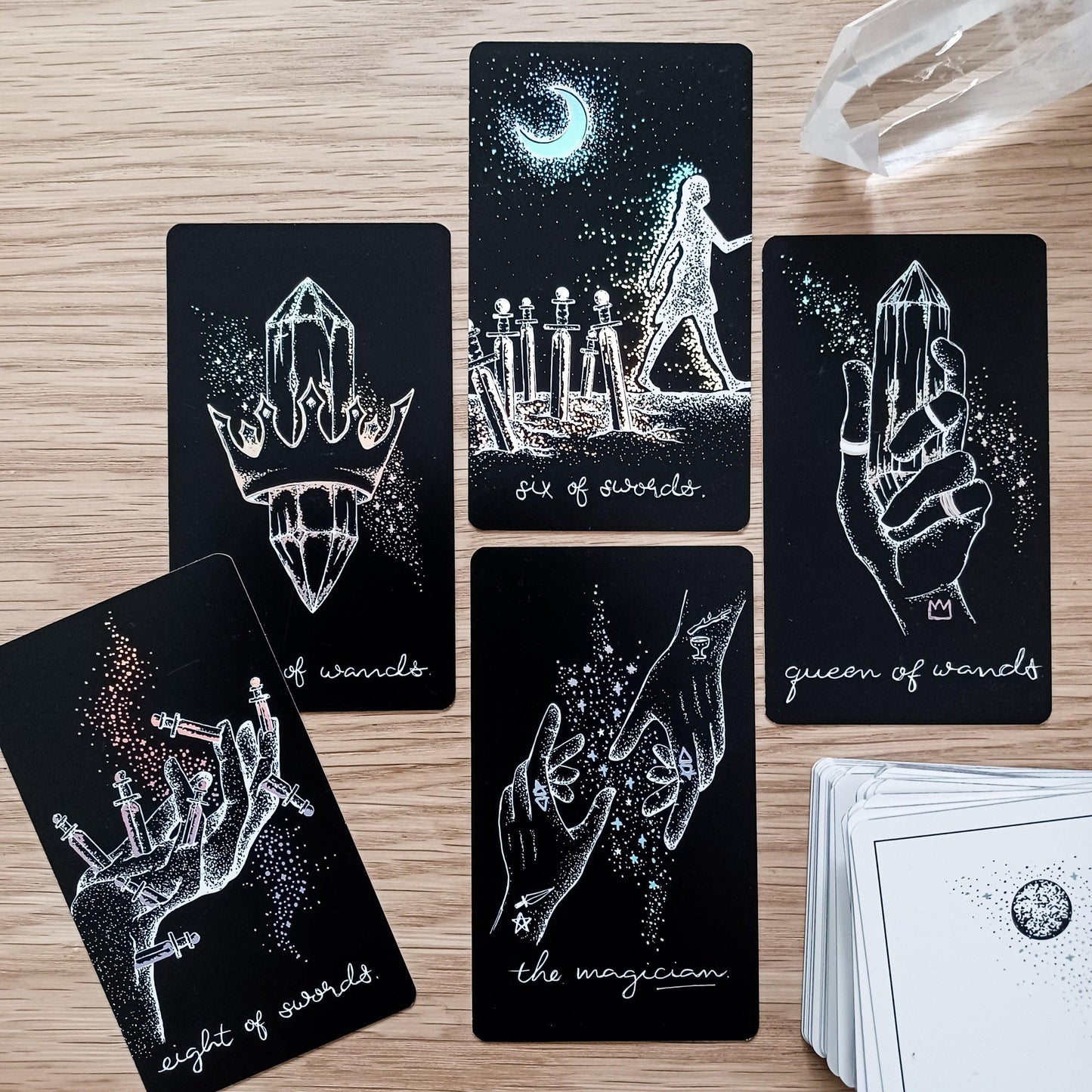 5 card spread, divining insight from tarot cards that are hand drawn & designed in Melbourne