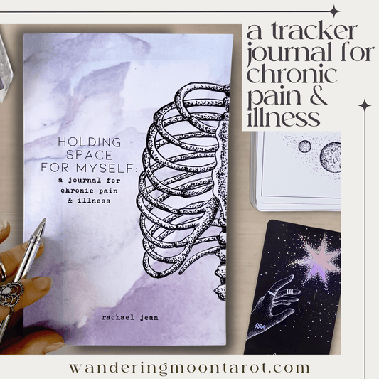 chronic pain & illness tracker journal, fibro, endo, POTS, CF & more! Holding Space for Myself: a journal for chronic pain and illness - The Wandering Moon Co.