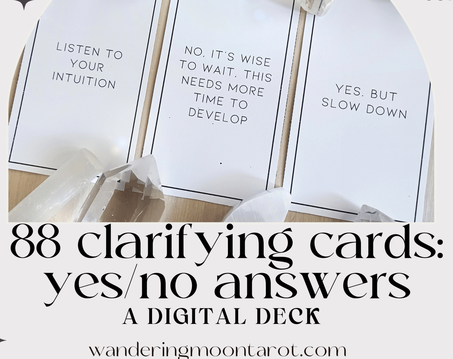 clarification cards yes/no printable deck | tarot & oracle readings - The Wandering Moon Co.