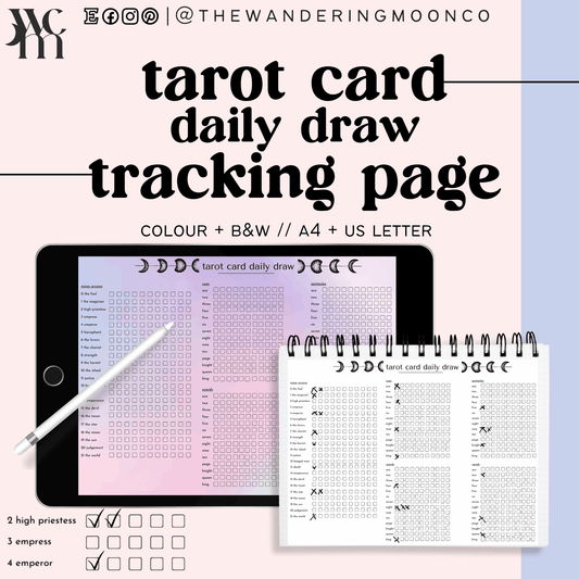 daily tarot card record chart page ipad mock up
