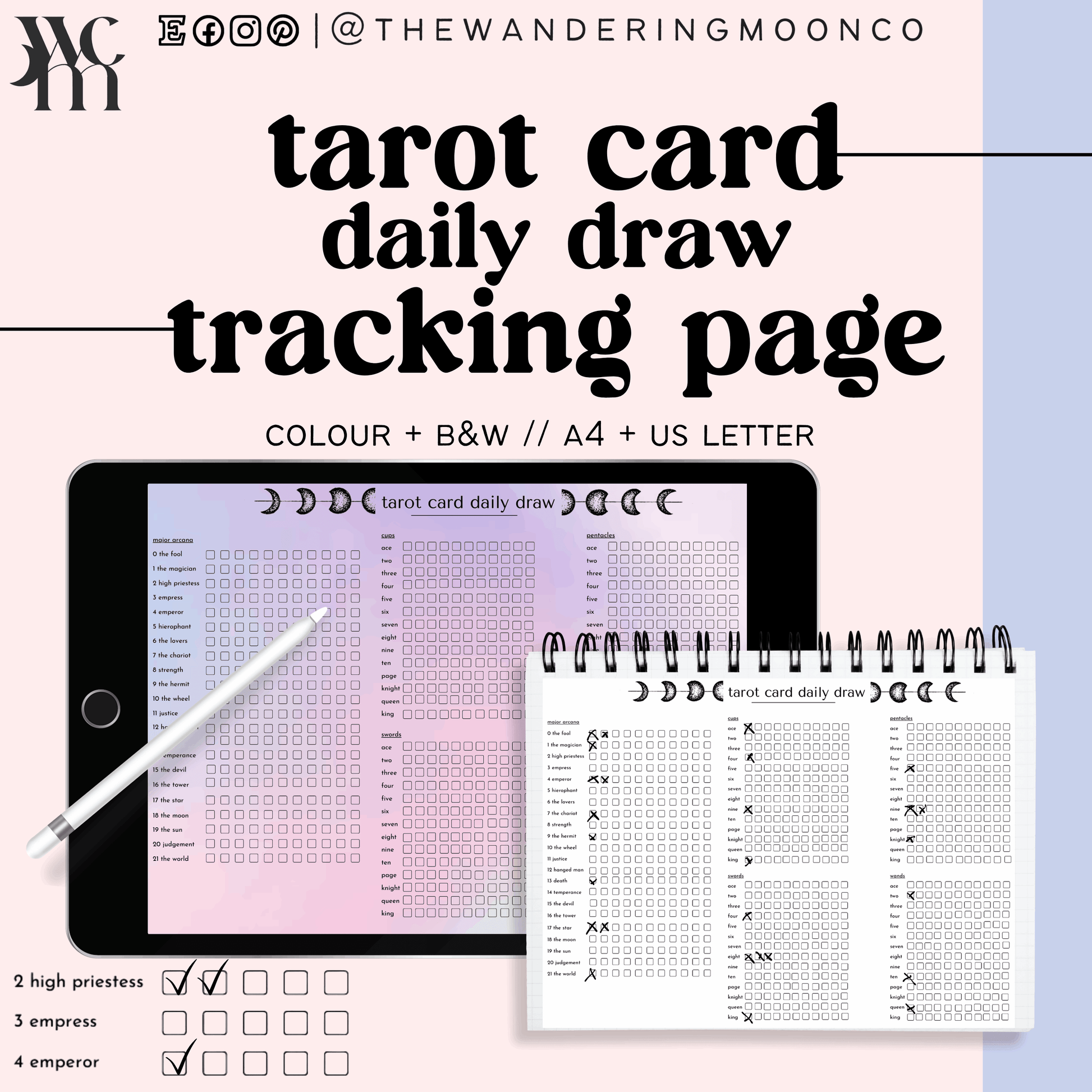 TAROT JOURNAL Tarot Stickers Tarot Planner Tarot Card Tracker 150 Page  Tarot Journal Daily Tarot Journal Book Tarot Workbook 
