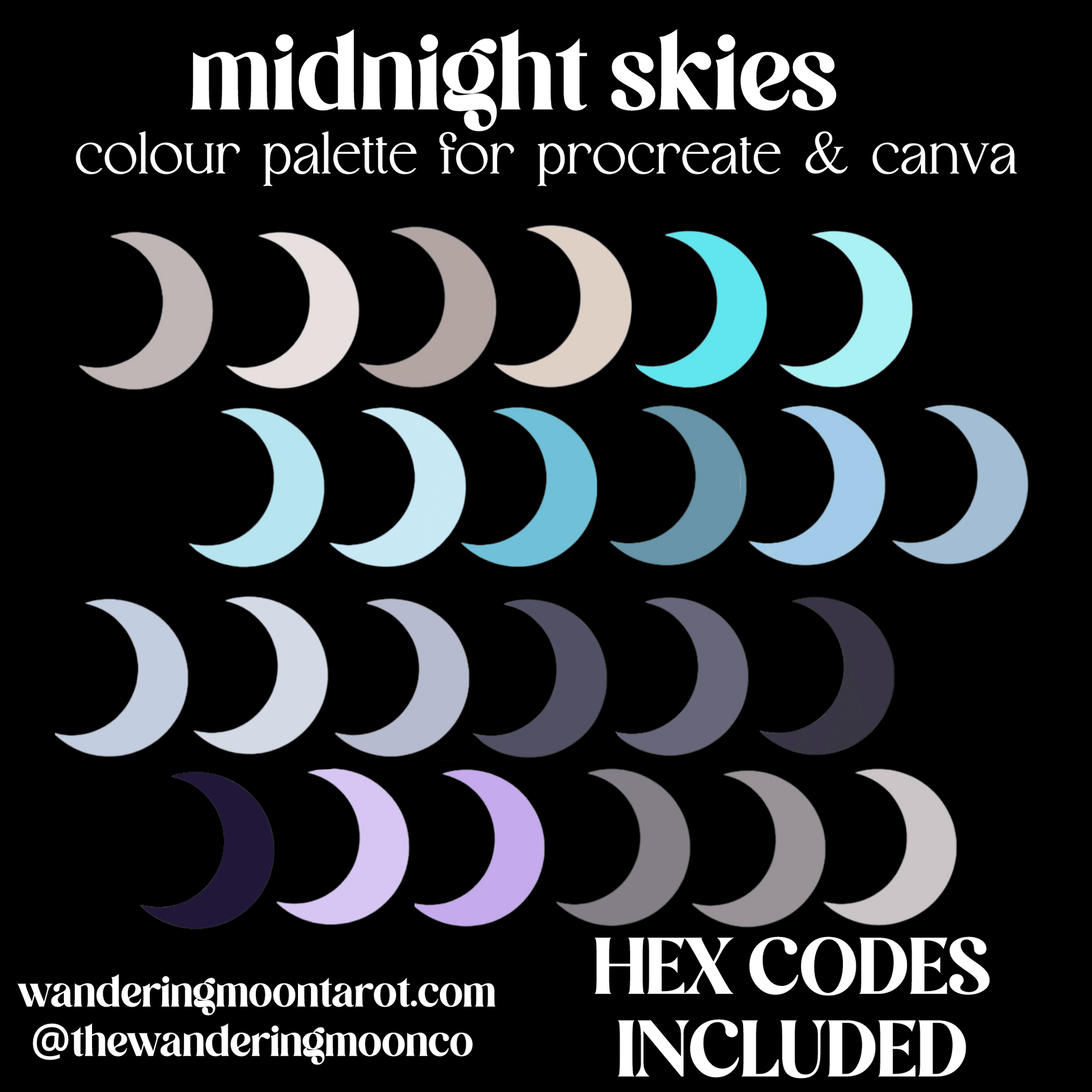 colour palette - midnight skies: for procreate & canva
