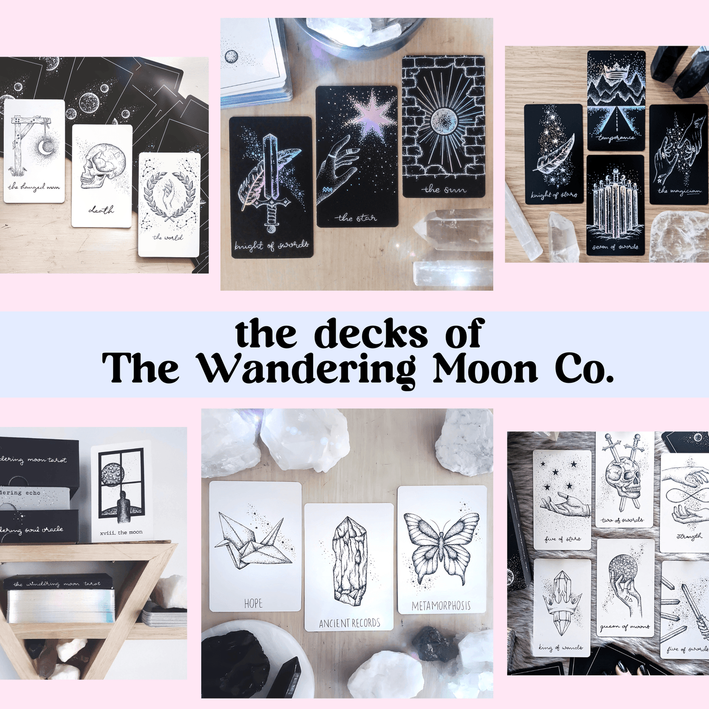 digital tarot deck: the lunar wanderer 78 card hand illustrated printable deck