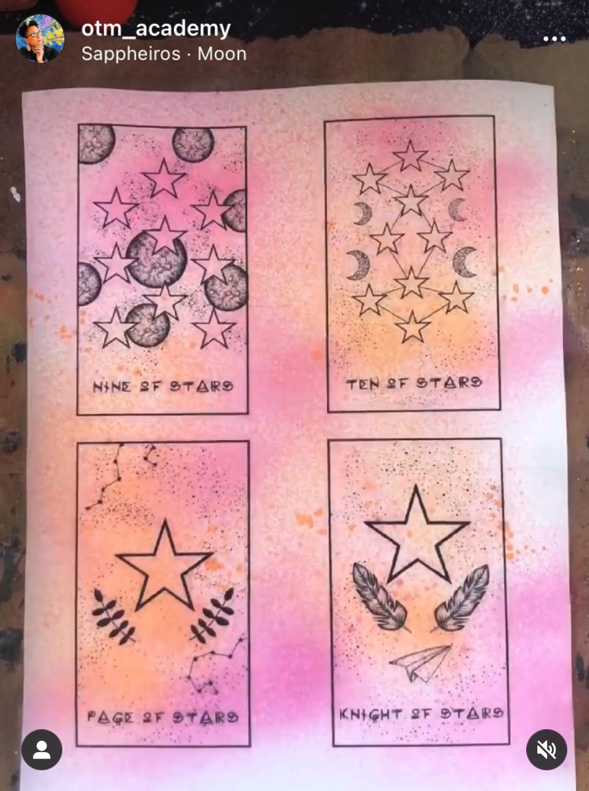 digital tarot deck: the lunar wanderer 78 card hand illustrated printable deck