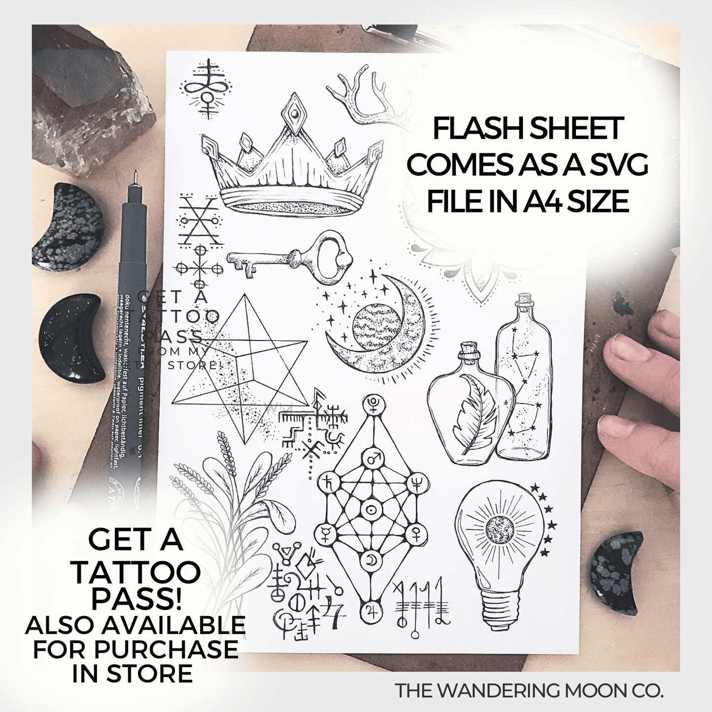 flash sheet - set of three pages | tattoo art | wall art | digital SVG download