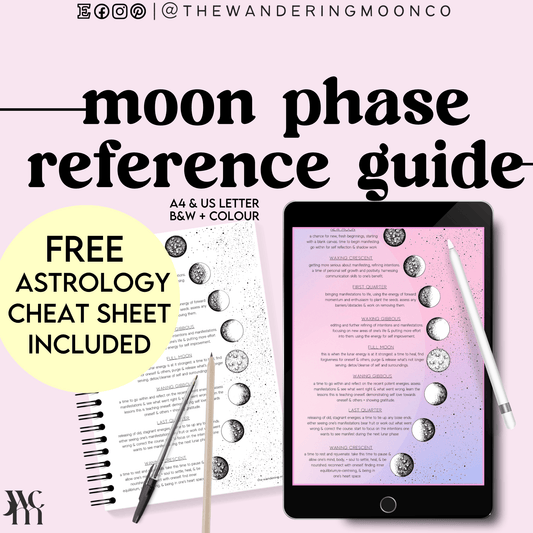 free gift!! moon phase reference guide | astrology, manifestation, divination cheat sheet PDF