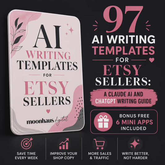 Etsy Sellers Prompts Ebook | Claude AI ChatGPT Writing Prompt Pack Templates | Side Hustle SEO Listings