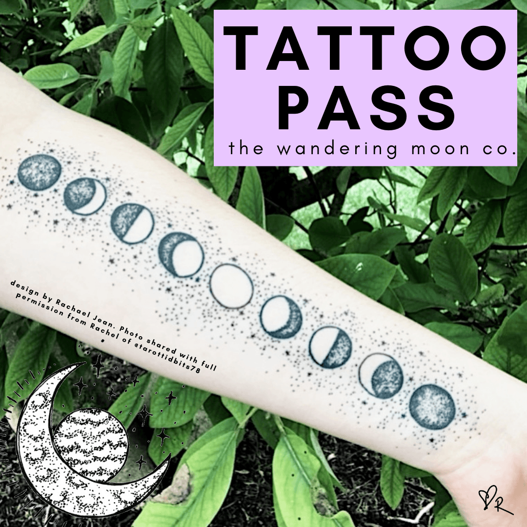 tarot card artwork tattoo pass, original art design usage permission - The Wandering Moon Co.