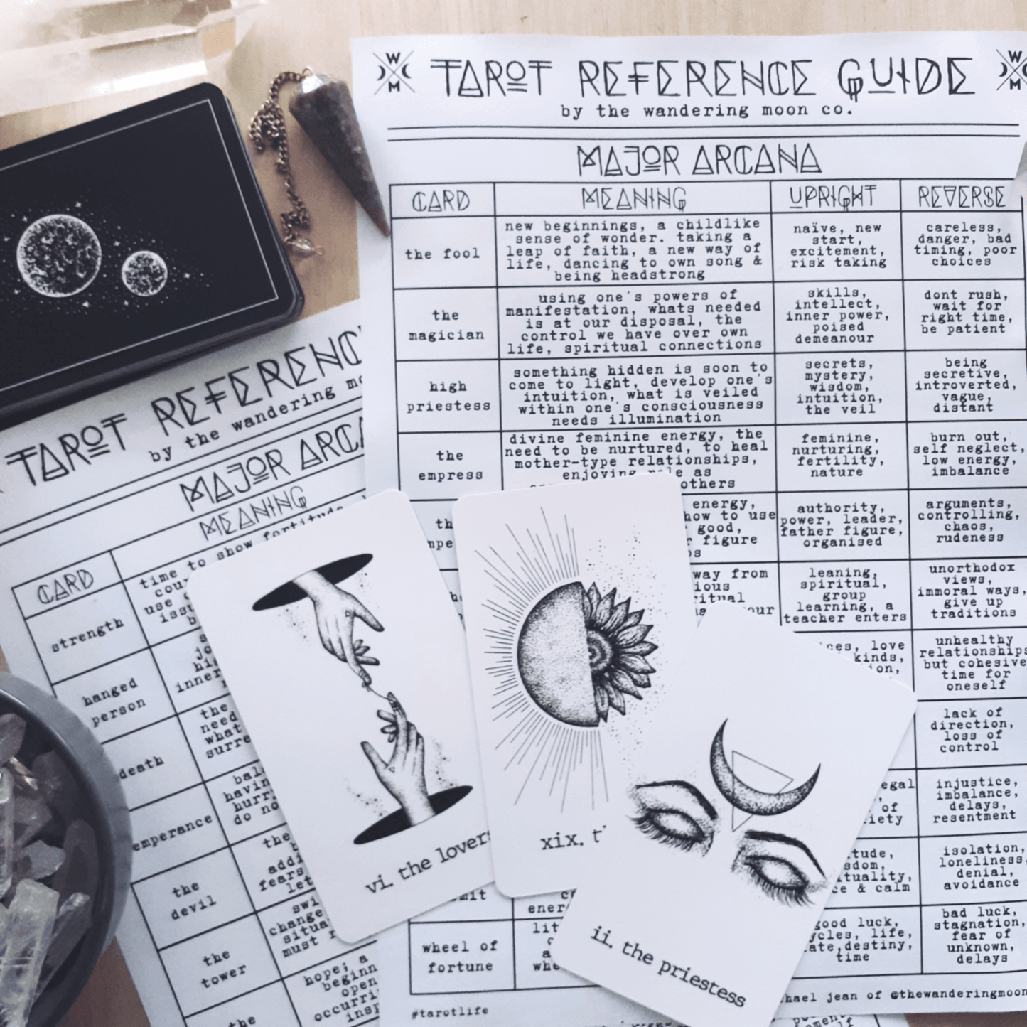 tarot card cheat sheets: set of 7 guides || bestseller bundle - The Wandering Moon Co.