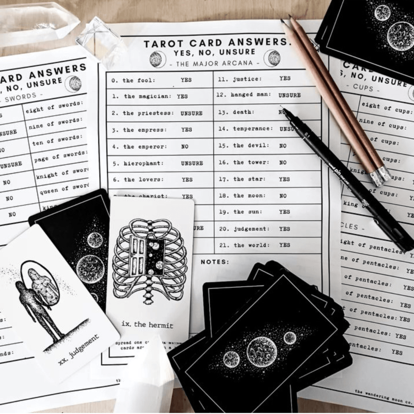 tarot card cheat sheets: set of 7 guides || bestseller bundle - The Wandering Moon Co.
