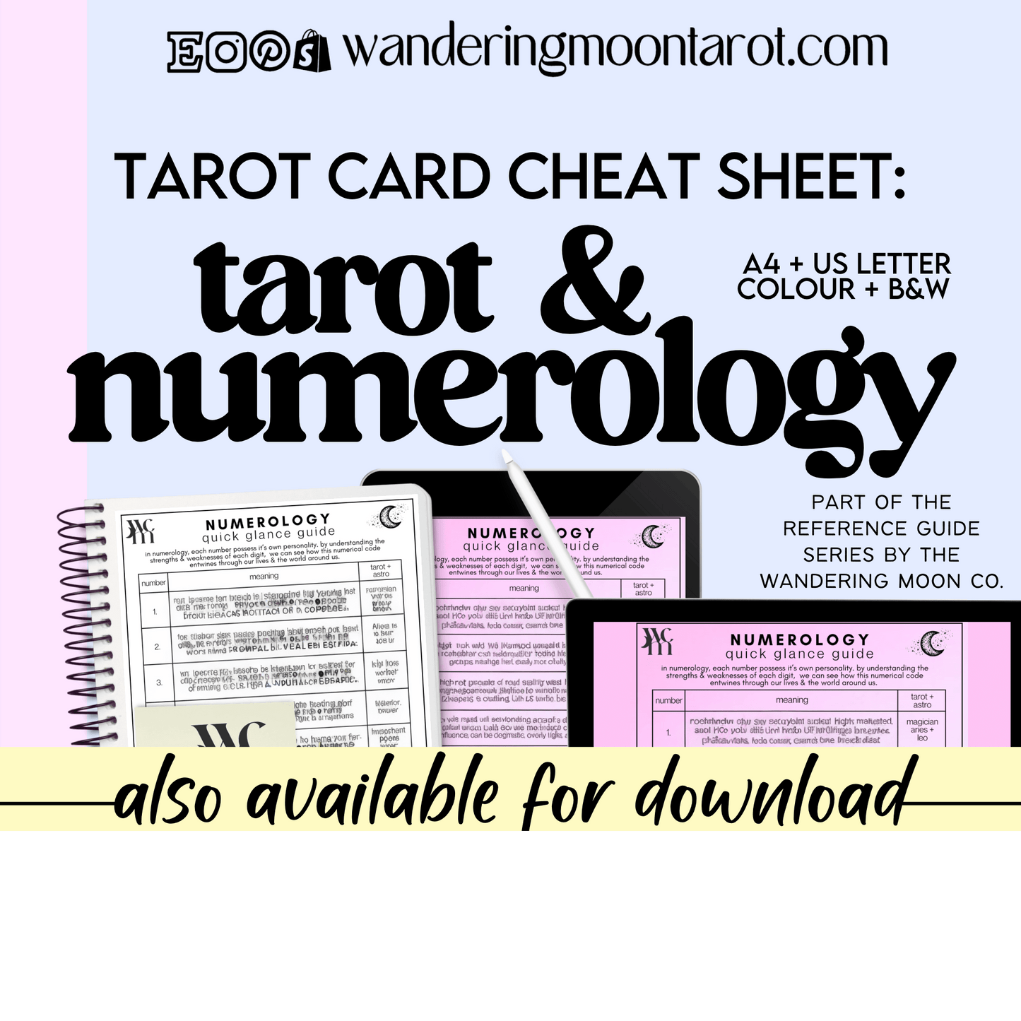 tarot card divination cheat sheet: the aces in tarot - digital download - The Wandering Moon Co.