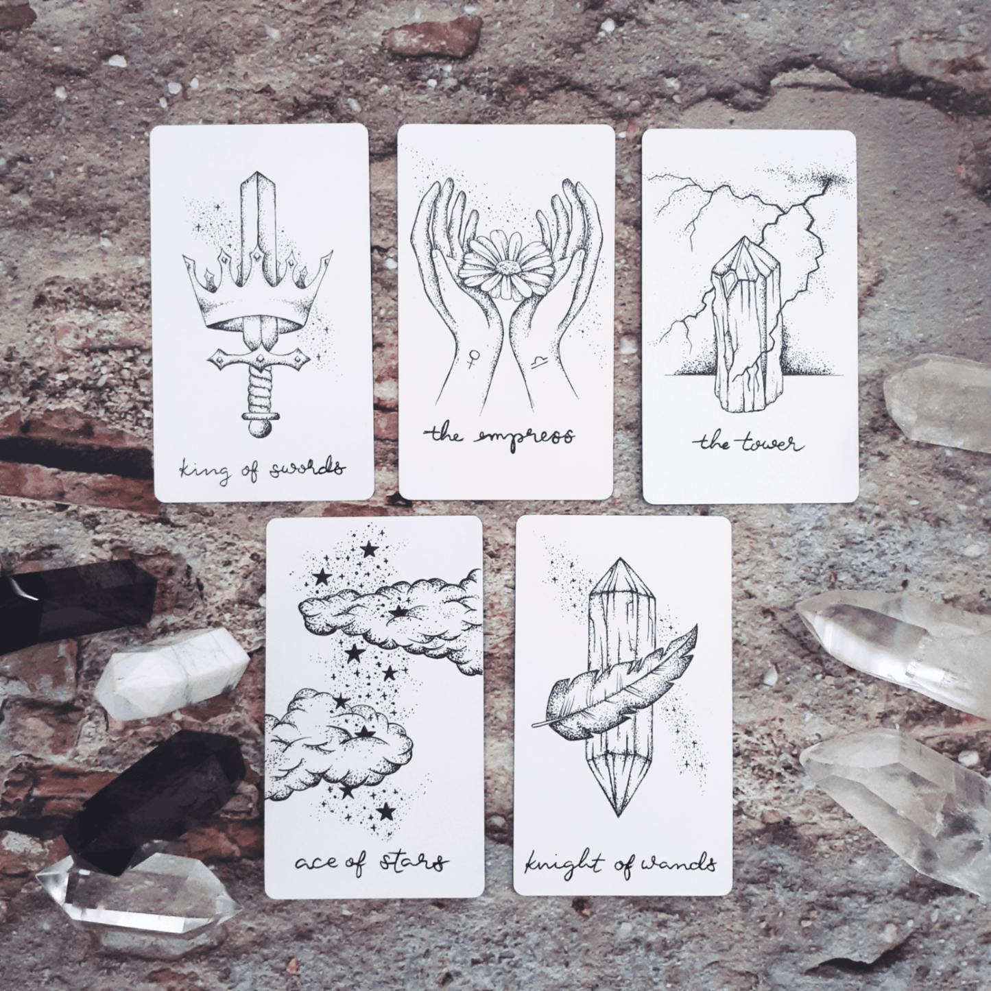 wandering moon tarot deck| holographic, hand illustrated tarot cards | indie tarot deck with guidebook | beginner tarot deck - The Wandering Moon Co.