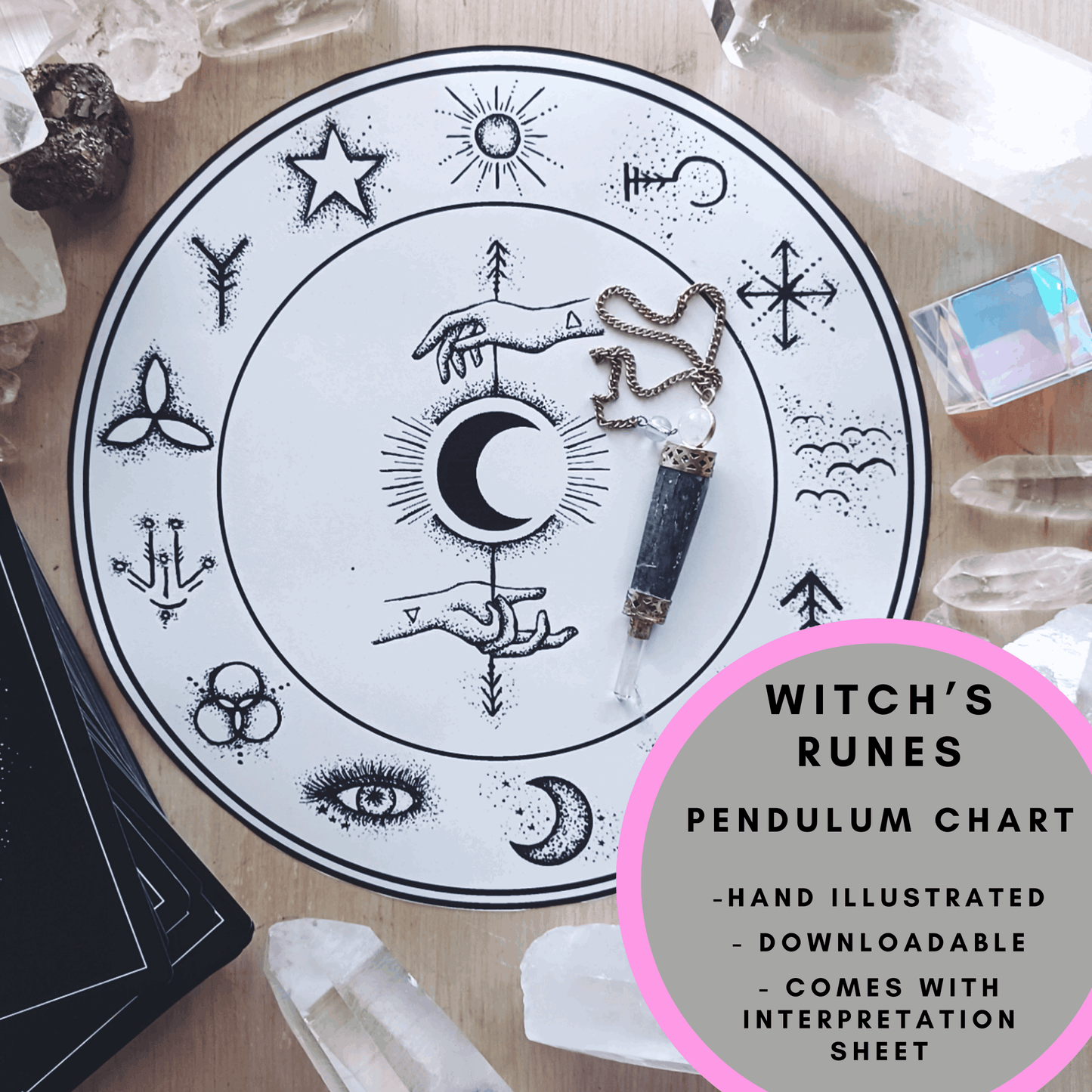 witches runes pendulum chart digital download